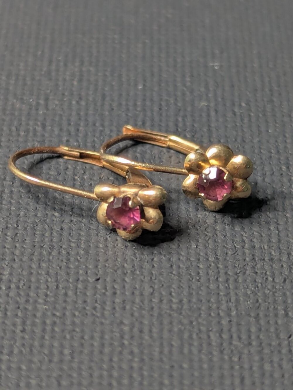 Petite Gold Lever Back Amethyst Earrings